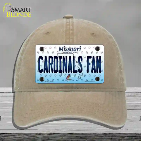 Cardinals Fan Missouri Novelty License Plate Hat Unconstructed Cotton / Khaki