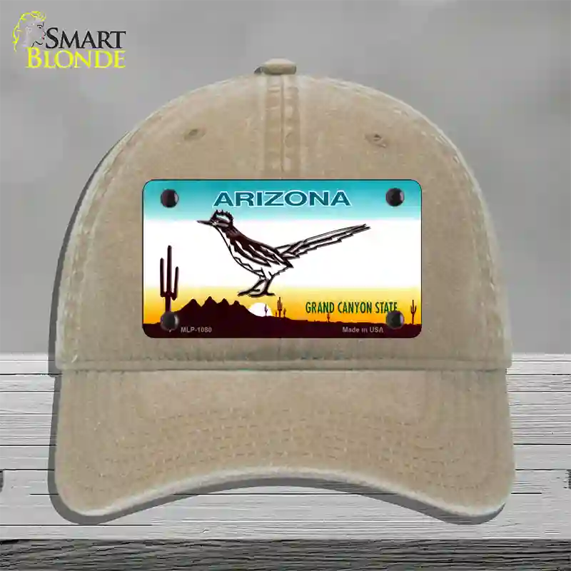 Roadrunner Arizona Novelty License Plate Hat Unconstructed Cotton / Khaki