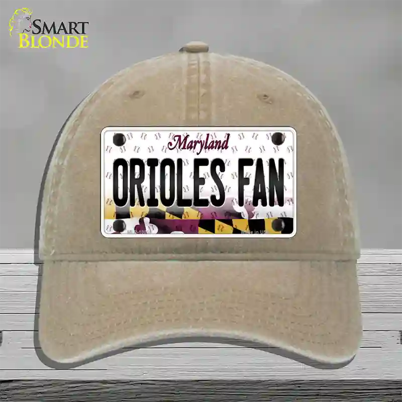 Orioles Fan Maryland Novelty License Plate Hat Unconstructed Cotton / Khaki