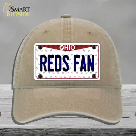 Reds Fan Ohio Novelty License Plate Hat Unconstructed Cotton / Khaki