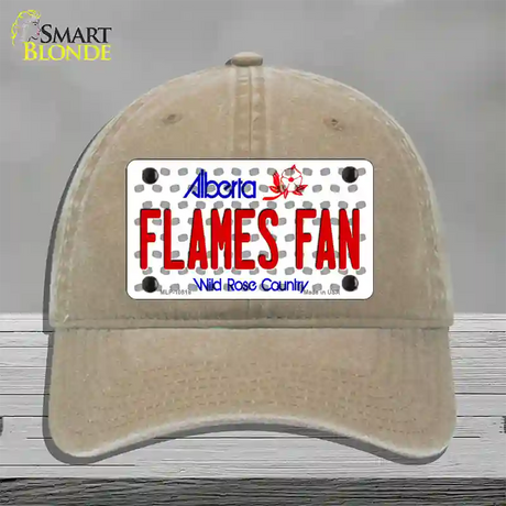 Flames Fan Alberta Novelty License Plate Hat Unconstructed Cotton / Khaki