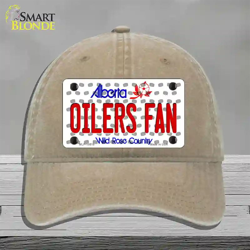 Oilers Fan Alberta Novelty License Plate Hat Unconstructed Cotton / Khaki