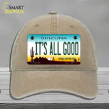 Its All Good Arizona Novelty License Plate Hat Unconstructed Cotton / Khaki