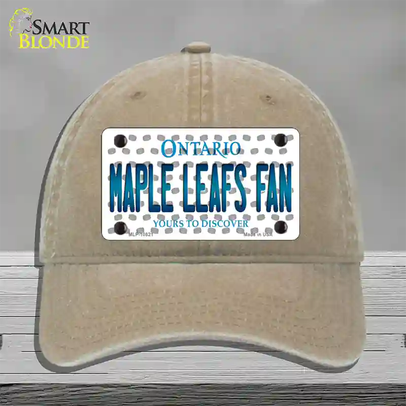 Maple Leafs Fan Ontario Novelty License Plate Hat Unconstructed Cotton / Khaki