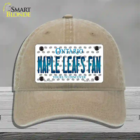 Maple Leafs Fan Ontario Novelty License Plate Hat Unconstructed Cotton / Khaki