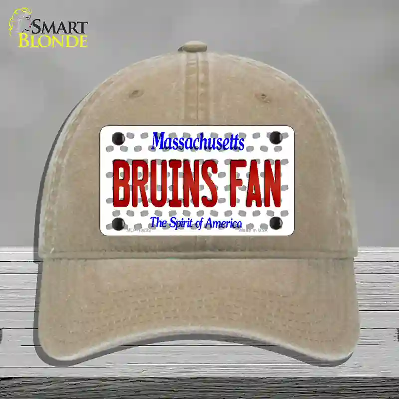 Bruins Fan Massachusetts Novelty License Plate Hat Unconstructed Cotton / Khaki