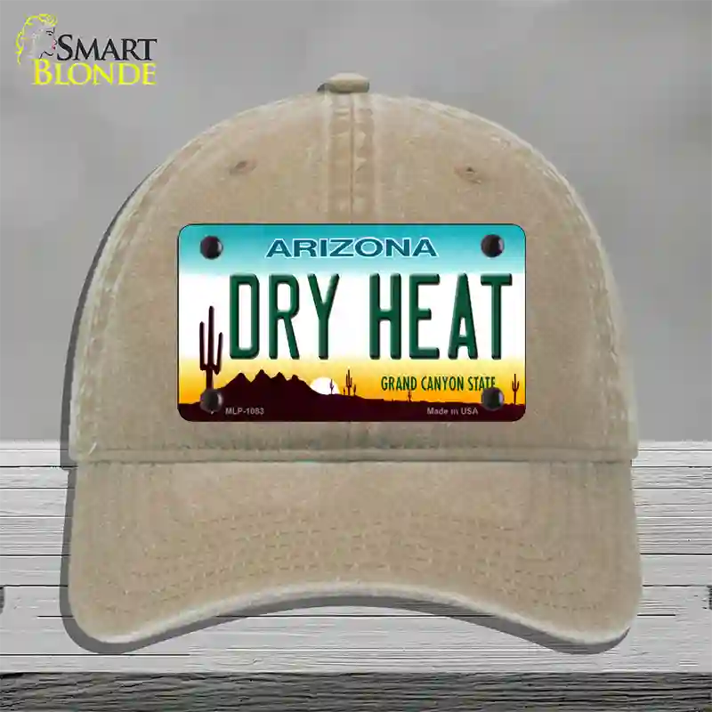 Dry Heat Arizona Novelty License Plate Hat Unconstructed Cotton / Khaki