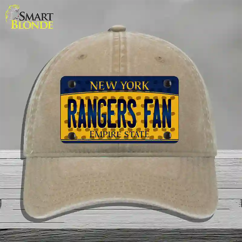 Rangers Fan New York Novelty License Plate Hat Unconstructed Cotton / Khaki