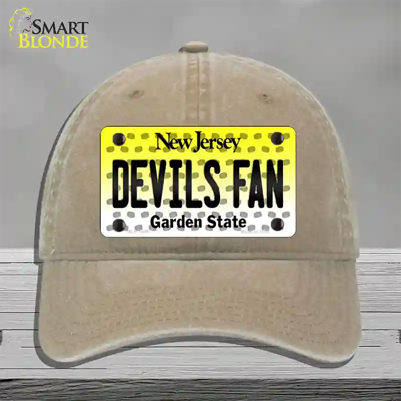 Devils Fan New Jersey Novelty License Plate Hat Unconstructed Cotton / Khaki