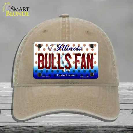 Bulls Fan Illinois Novelty License Plate Hat Unconstructed Cotton / Khaki