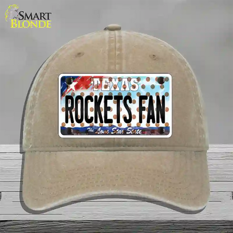 Rockets Fan Texas Novelty License Plate Hat Unconstructed Cotton / Khaki