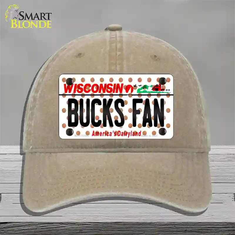 Bucks Fan Wisconsin Novelty License Plate Hat Unconstructed Cotton / Khaki