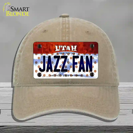 Jazz Fan Utah Novelty License Plate Hat Unconstructed Cotton / Khaki