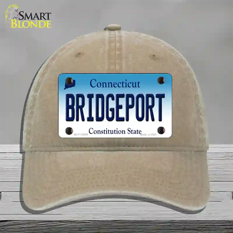 Bridgeport Connecticut Novelty License Plate Hat Unconstructed Cotton / Khaki