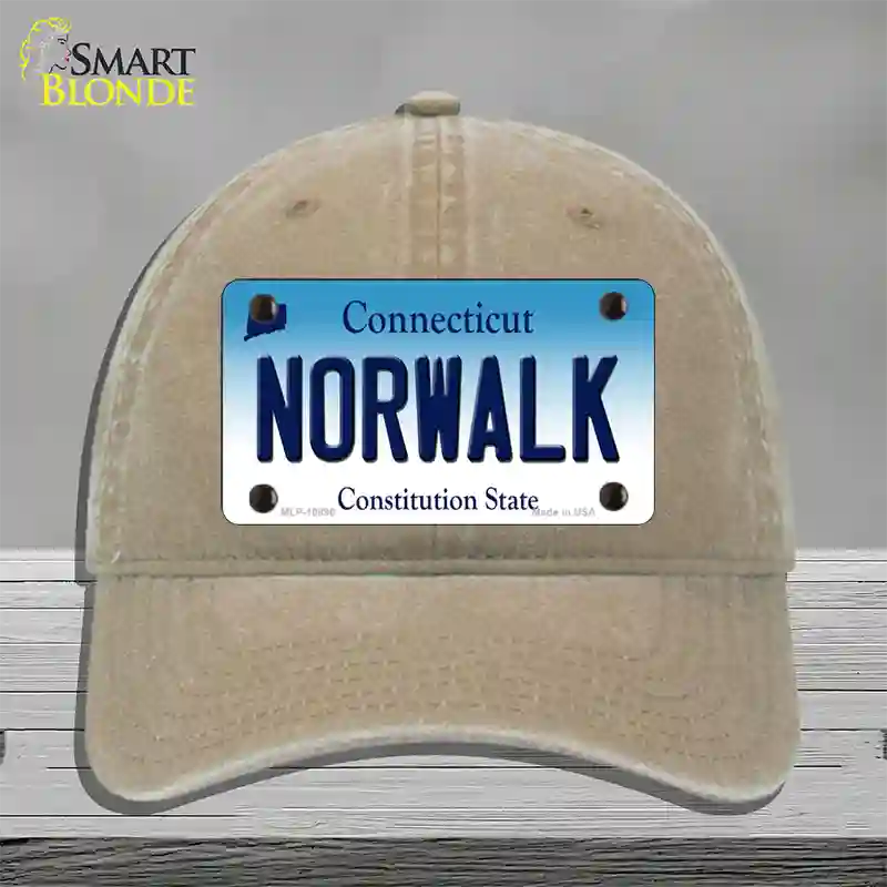 Norwalk Connecticut Novelty License Plate Hat Unconstructed Cotton / Khaki