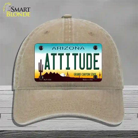 Arizona Attitude Novelty License Plate Hat Unconstructed Cotton / Khaki