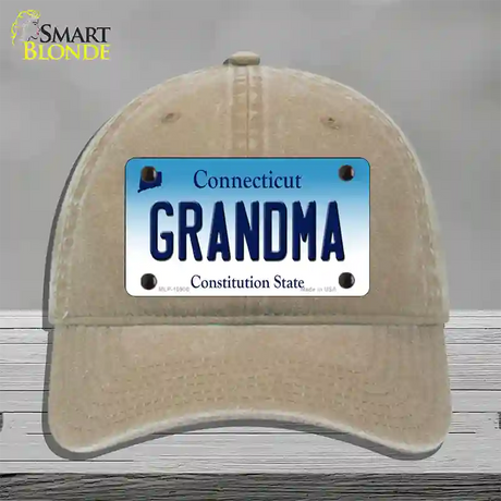 Grandma Connecticut Novelty License Plate Hat Unconstructed Cotton / Khaki