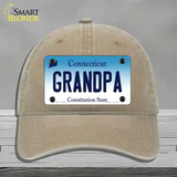 Grandpa Connecticut Novelty License Plate Hat Unconstructed Cotton / Khaki