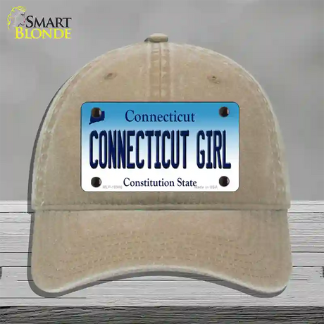 Connecticut Girl Connecticut Novelty License Plate Hat Unconstructed Cotton / Khaki