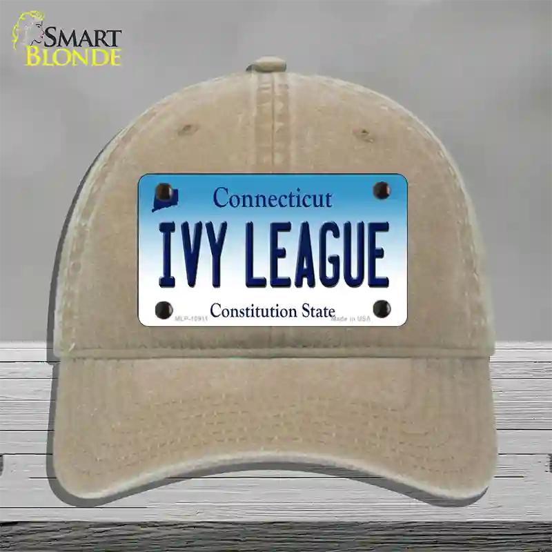 Ivy League Connecticut Novelty License Plate Hat Unconstructed Cotton / Khaki