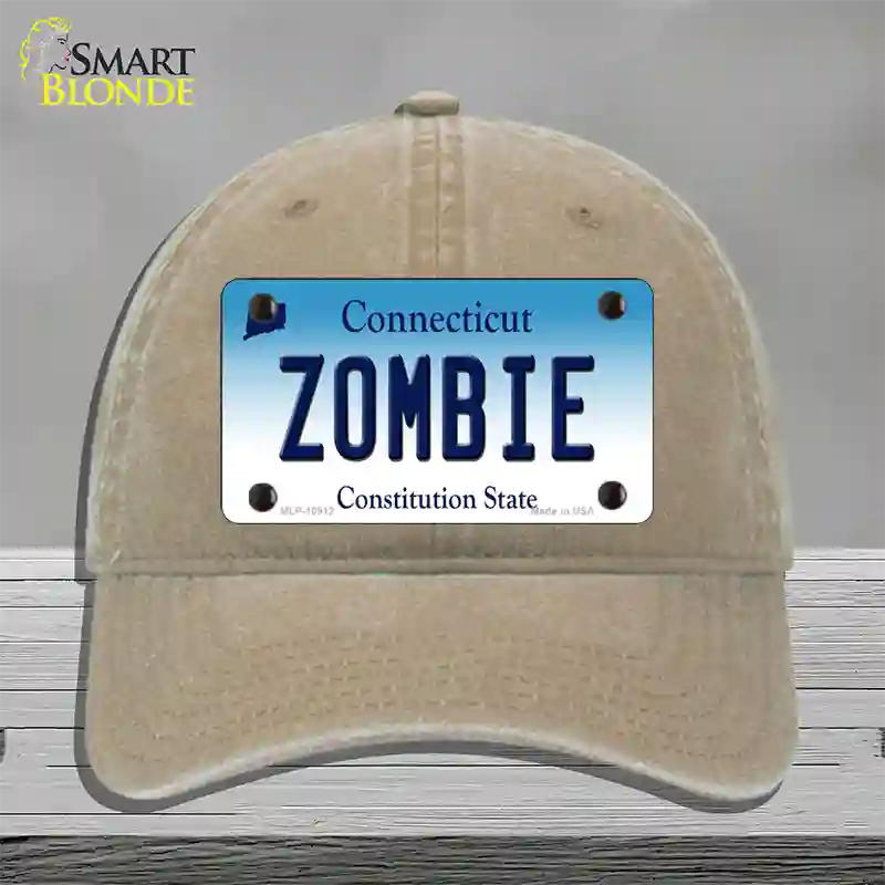 Zombie Connecticut Novelty License Plate Hat Unconstructed Cotton / Khaki