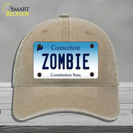 Zombie Connecticut Novelty License Plate Hat Unconstructed Cotton / Khaki