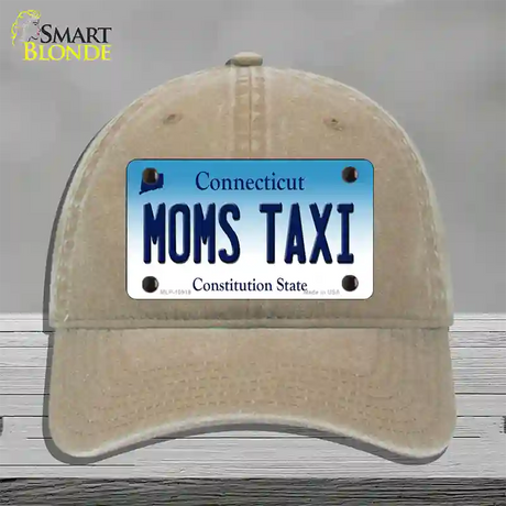 Moms Taxi Connecticut Novelty License Plate Hat Unconstructed Cotton / Khaki