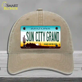 Sun City Grand Arizona Novelty License Plate Hat Unconstructed Cotton / Khaki