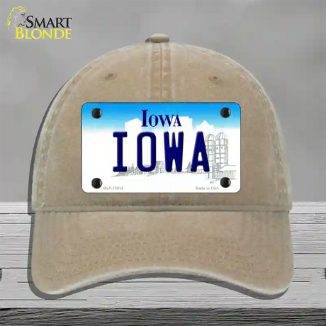 Iowa State Novelty License Plate Hat Unconstructed Cotton / Khaki