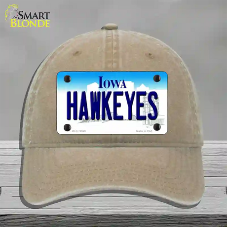 Hawkeyes Iowa Novelty License Plate Hat Unconstructed Cotton / Khaki