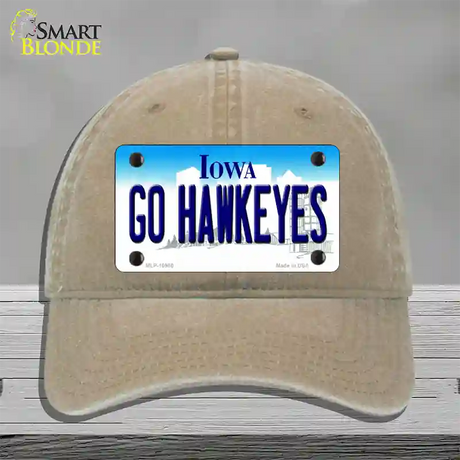 Go Hawkeyes Iowa Novelty License Plate Hat Unconstructed Cotton / Khaki