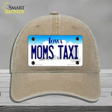 Moms Taxi Iowa Novelty License Plate Hat Unconstructed Cotton / Khaki