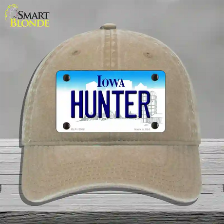 Hunter Iowa Novelty License Plate Hat Unconstructed Cotton / Khaki