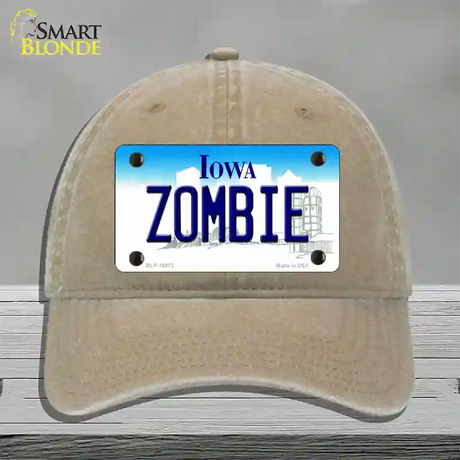 Zombie Iowa Novelty License Plate Hat Unconstructed Cotton / Khaki