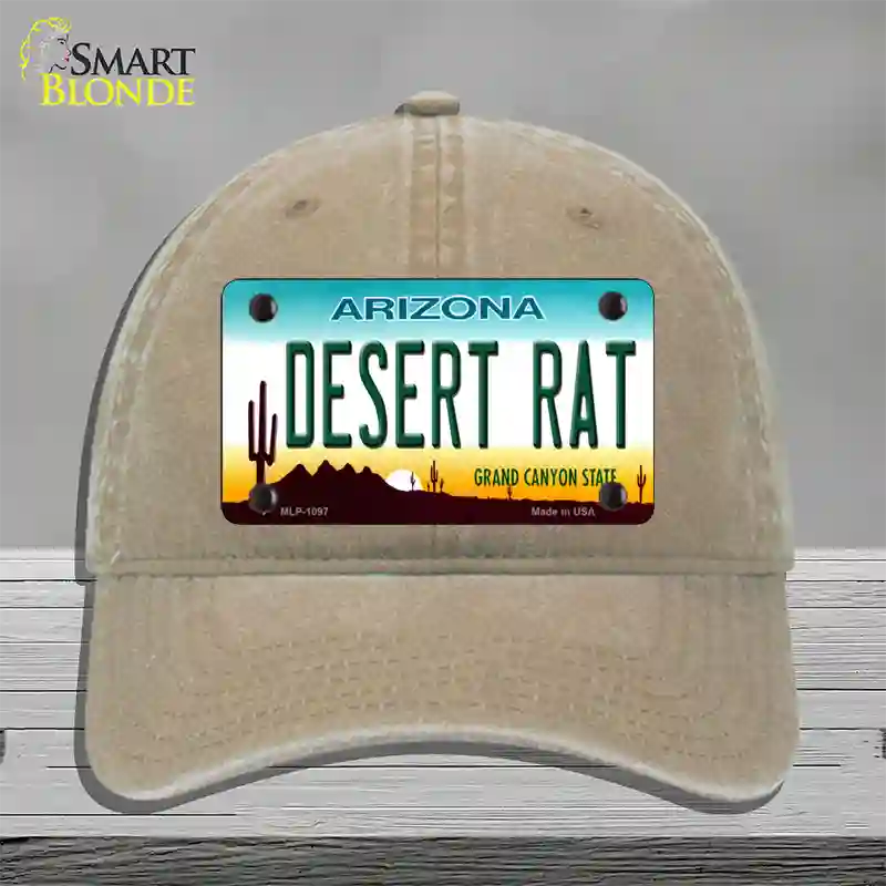 Desert Rat Arizona Novelty License Plate Hat Unconstructed Cotton / Khaki