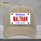 Waltham Massachusetts Novelty License Plate Hat Unconstructed Cotton / Khaki