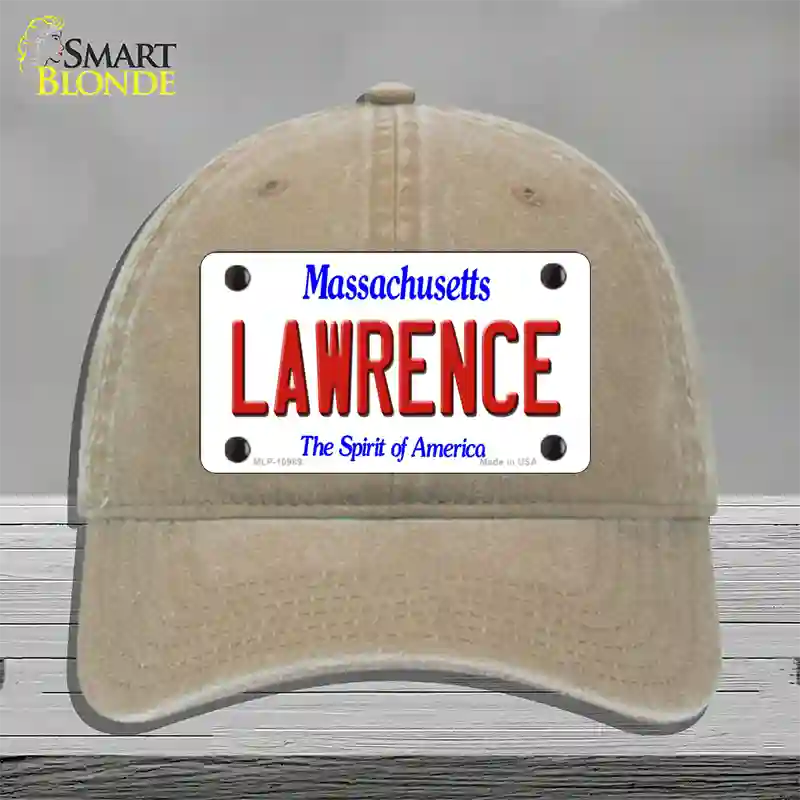 Lawrence Massachusetts Novelty License Plate Hat Unconstructed Cotton / Khaki