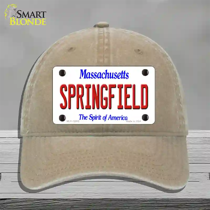 Springfield Massachusetts Novelty License Plate Hat Unconstructed Cotton / Khaki