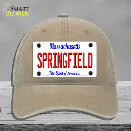 Springfield Massachusetts Novelty License Plate Hat Unconstructed Cotton / Khaki