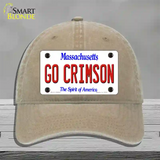 Go Crimson Massachusetts Novelty License Plate Hat Unconstructed Cotton / Khaki