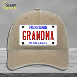 Grandma Massachusetts Novelty License Plate Hat Unconstructed Cotton / Khaki