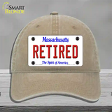 Retired Massachusetts Novelty License Plate Hat Unconstructed Cotton / Khaki