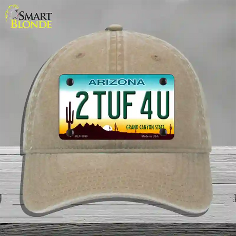 2 Tuf 4 U Arizona Novelty License Plate Hat Unconstructed Cotton / Khaki