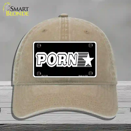 Porn Star Novelty License Plate Hat Unconstructed Cotton / Khaki