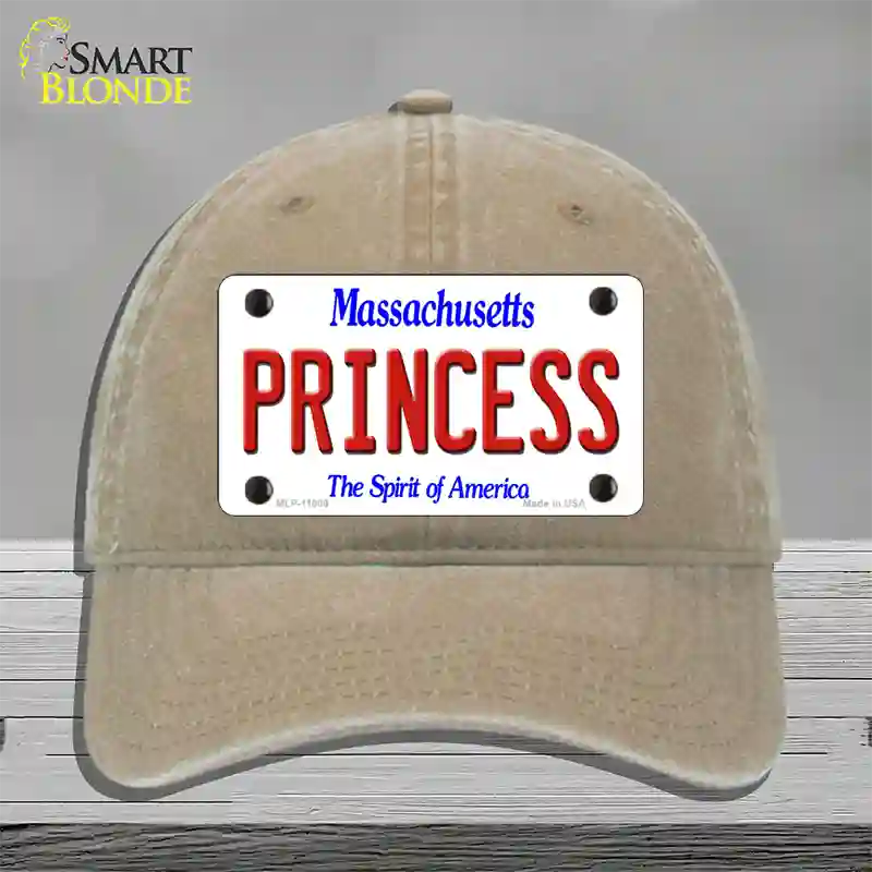 Princess Massachusetts Novelty License Plate Hat Unconstructed Cotton / Khaki