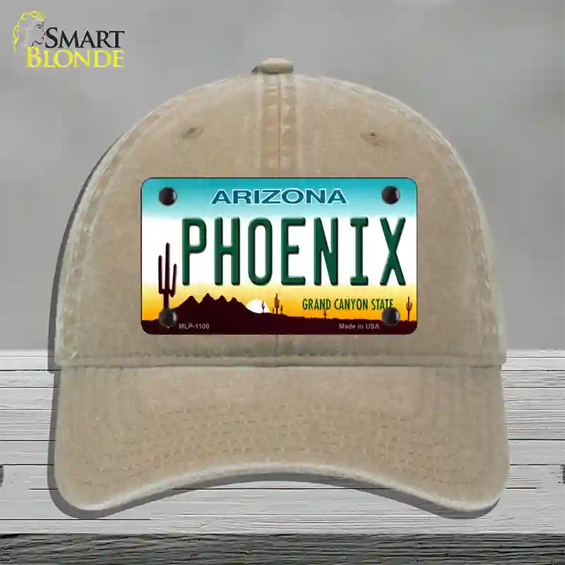 Phoenix Arizona Novelty License Plate Hat Unconstructed Cotton / Khaki