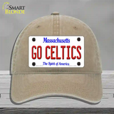 Go Celtics Massachusetts Novelty License Plate Hat Unconstructed Cotton / Khaki