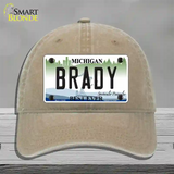 Brady Michigan Novelty License Plate Hat Unconstructed Cotton / Khaki