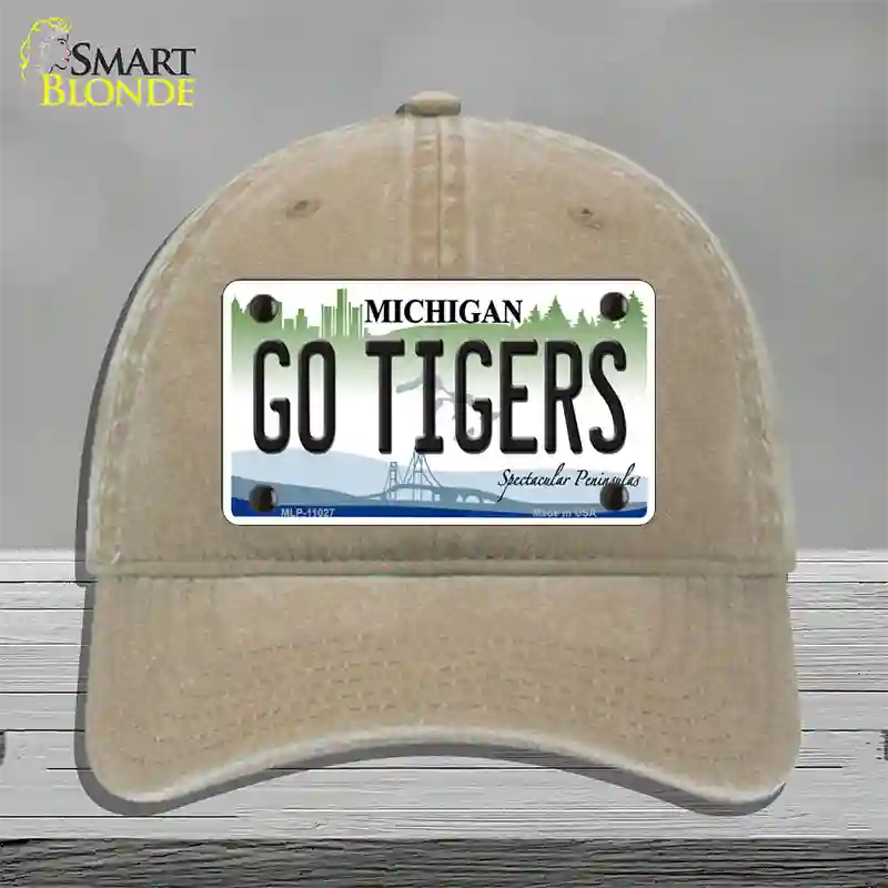 Go Tigers Michigan Novelty License Plate Hat Unconstructed Cotton / Khaki