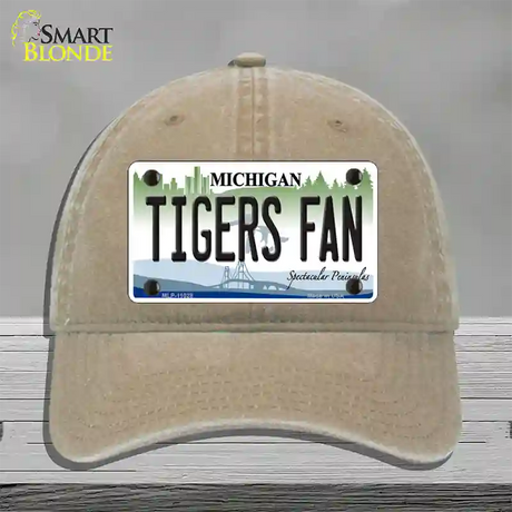 Tigers Fans Michigan Novelty License Plate Hat Unconstructed Cotton / Khaki